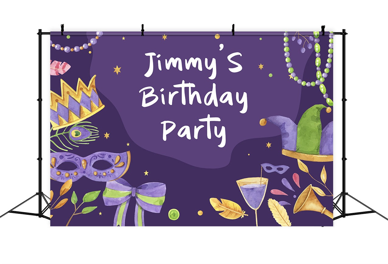 Custom Happy Birthday Backdrop Mardi Gras Celebration Backdrop BRP2-136