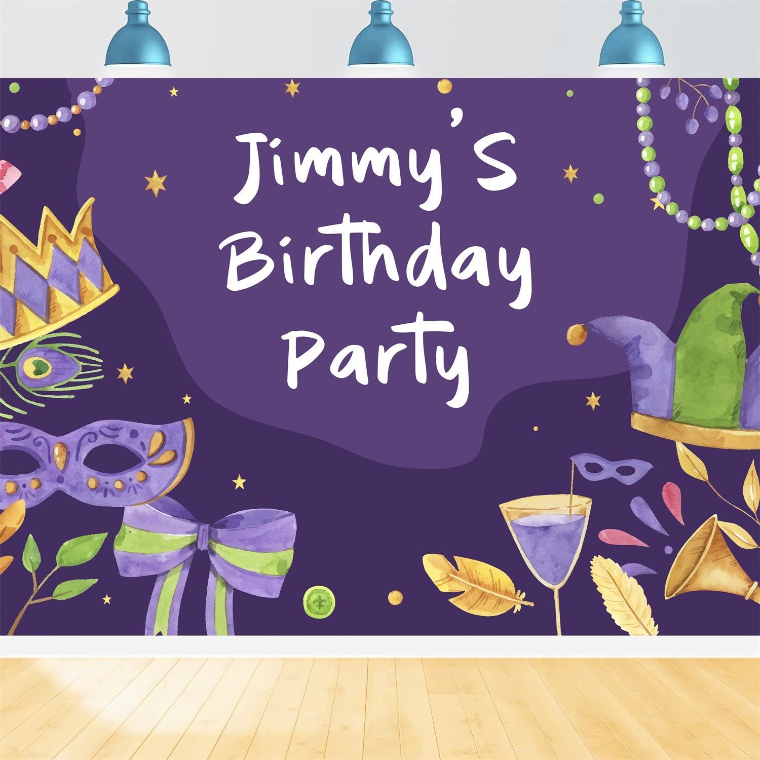 Custom Happy Birthday Backdrop Mardi Gras Celebration Backdrop BRP2-136