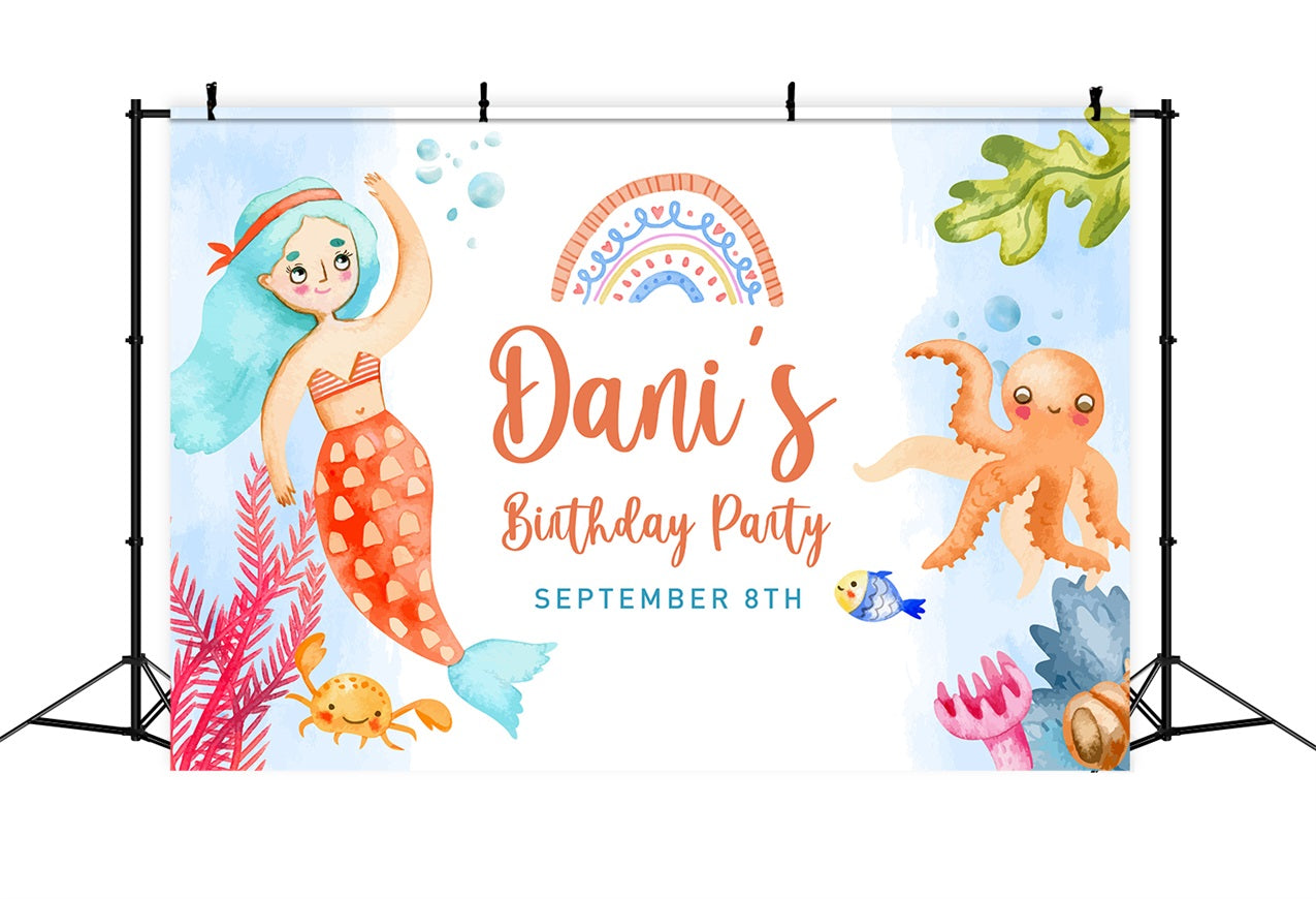 Custom Backdrops For Birthdays Mermaid Theme Backdrop BRP2-142