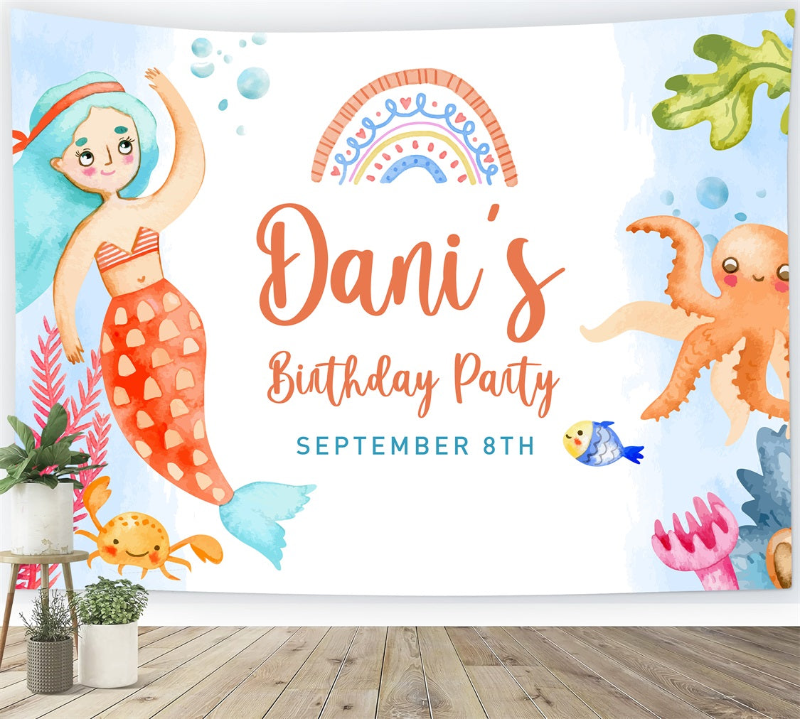 Custom Backdrops For Birthdays Mermaid Theme Backdrop BRP2-142