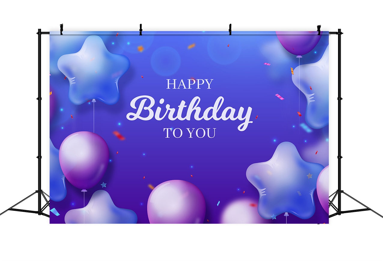 Personalised Birthday Backdrop Purple Star Balloon Backdrop BRP2-145