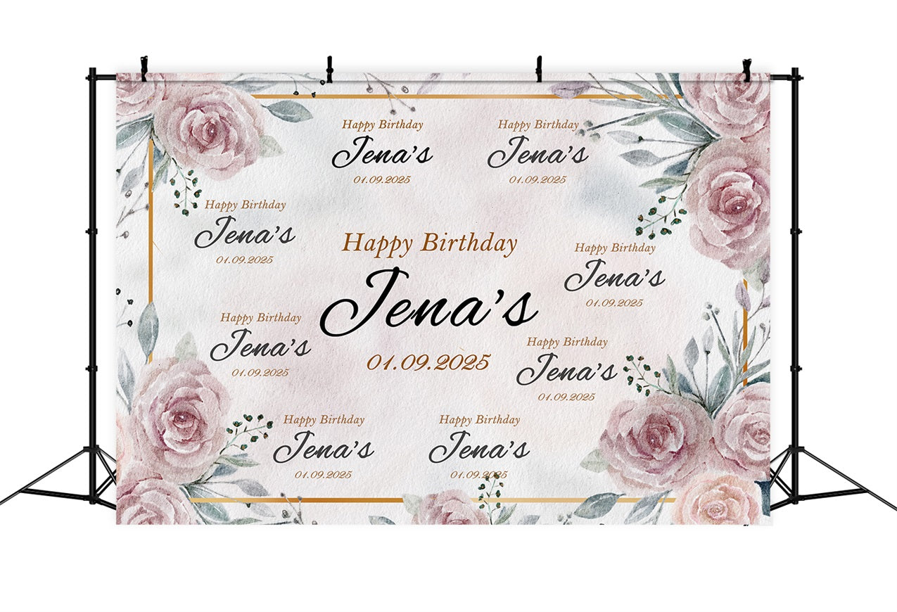 Personalised 21st Birthday Backdrop Elegant Floral Celebration Backdrop BRP2-149