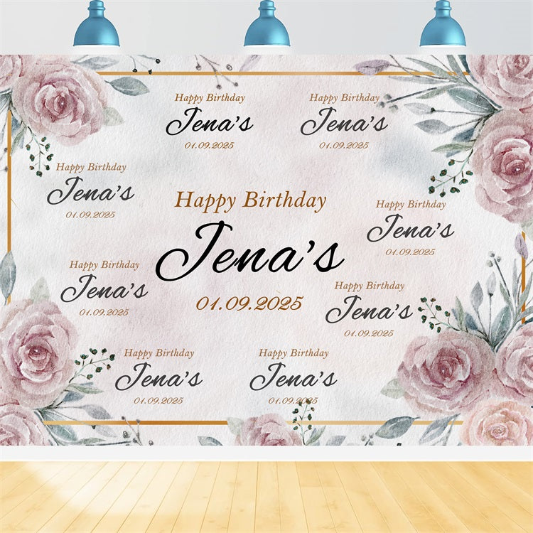 Personalised 21st Birthday Backdrop Elegant Floral Celebration Backdrop BRP2-149