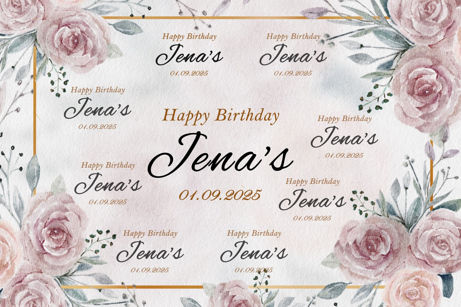 Personalised 21st Birthday Backdrop Elegant Floral Celebration Backdrop BRP2-149