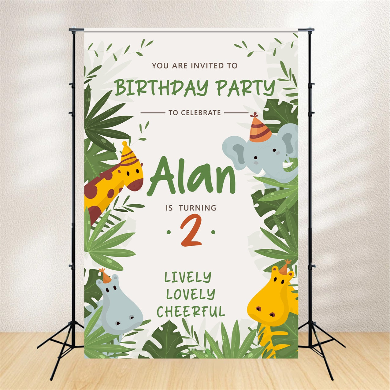 Birthday Backdrop Personalized 2nd Fun Jungle Adventure Backdrop BRP2-151