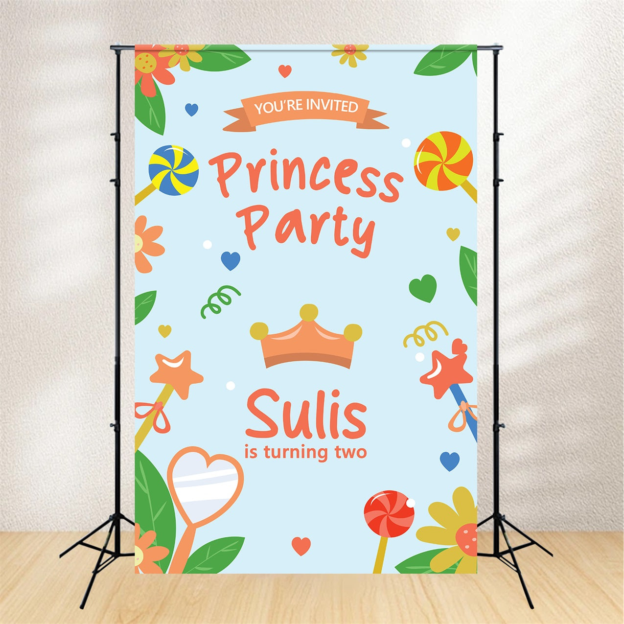 Customised Birthday Backdrop Princess Theme 2nd Celebration Backdrop BRP2-152