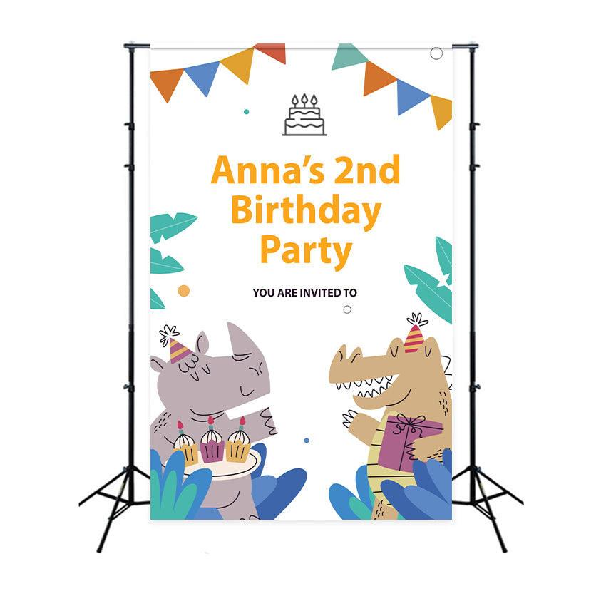 Personalised Backdrop Birthday 2nd Animal Theme Backdrop BRP2-154