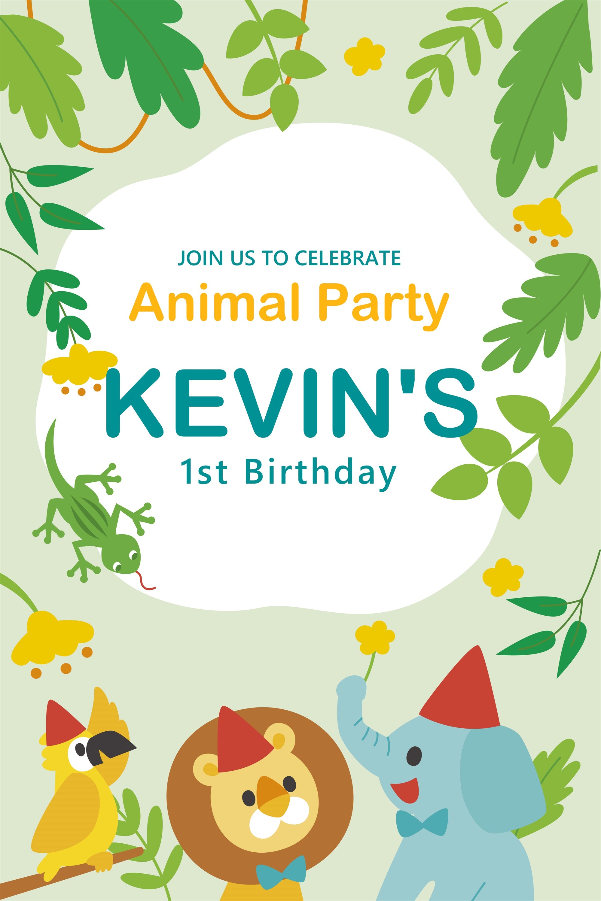 Personalised 1st Birthday Backdrop 1st Animal Celebration Backdrop BRP2-155