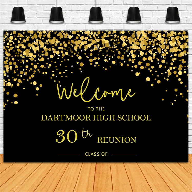 30th Class Reunion Backdrop Sparkling Golden Custom Backdrop BRP2-157