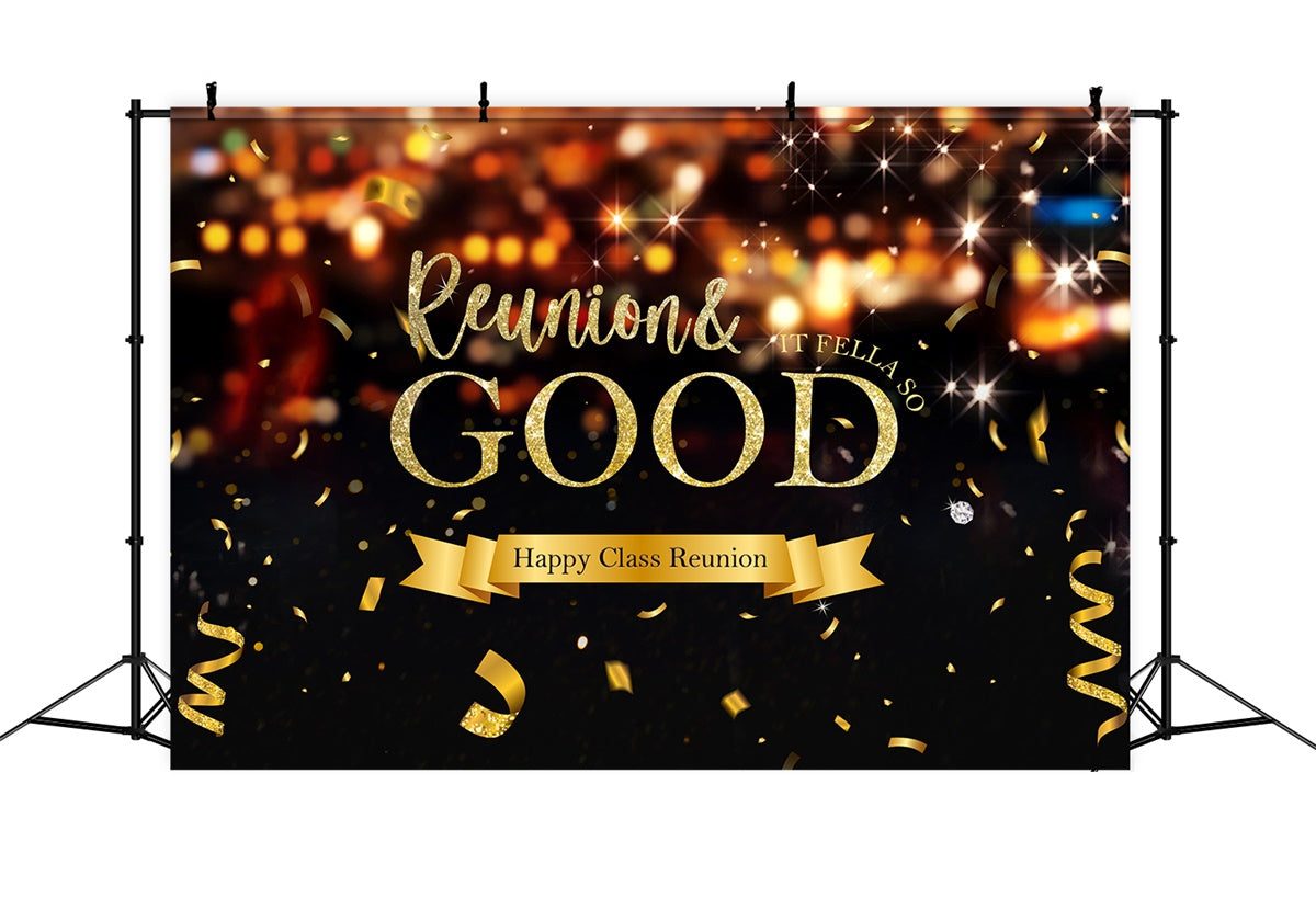 Class Reunion Photo Backdrop Golden Confetti Gathering Custom Backdrop BRP2-158