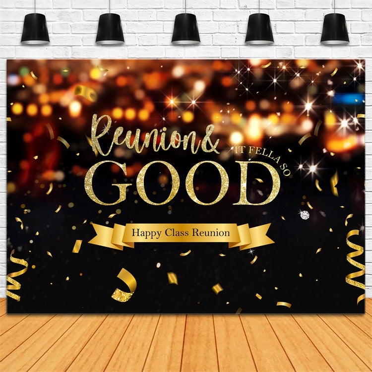 Class Reunion Photo Backdrop Golden Confetti Gathering Custom Backdrop BRP2-158