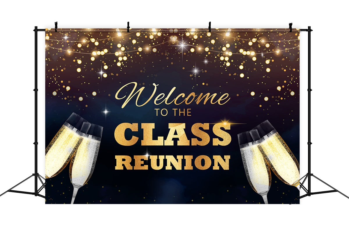 Class Reunion Backdrop Golden Sparkles Celebration Custom Backdrop BRP2-159