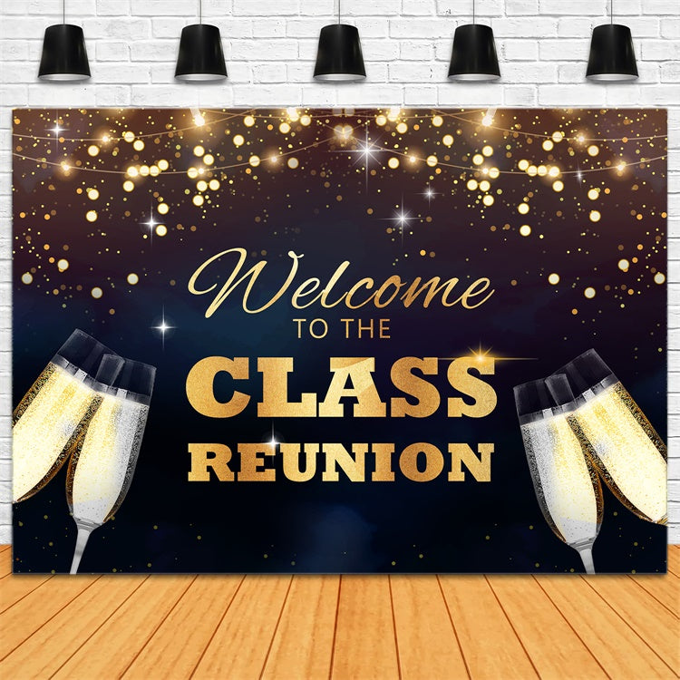 Class Reunion Backdrop Golden Sparkles Celebration Custom Backdrop BRP2-159