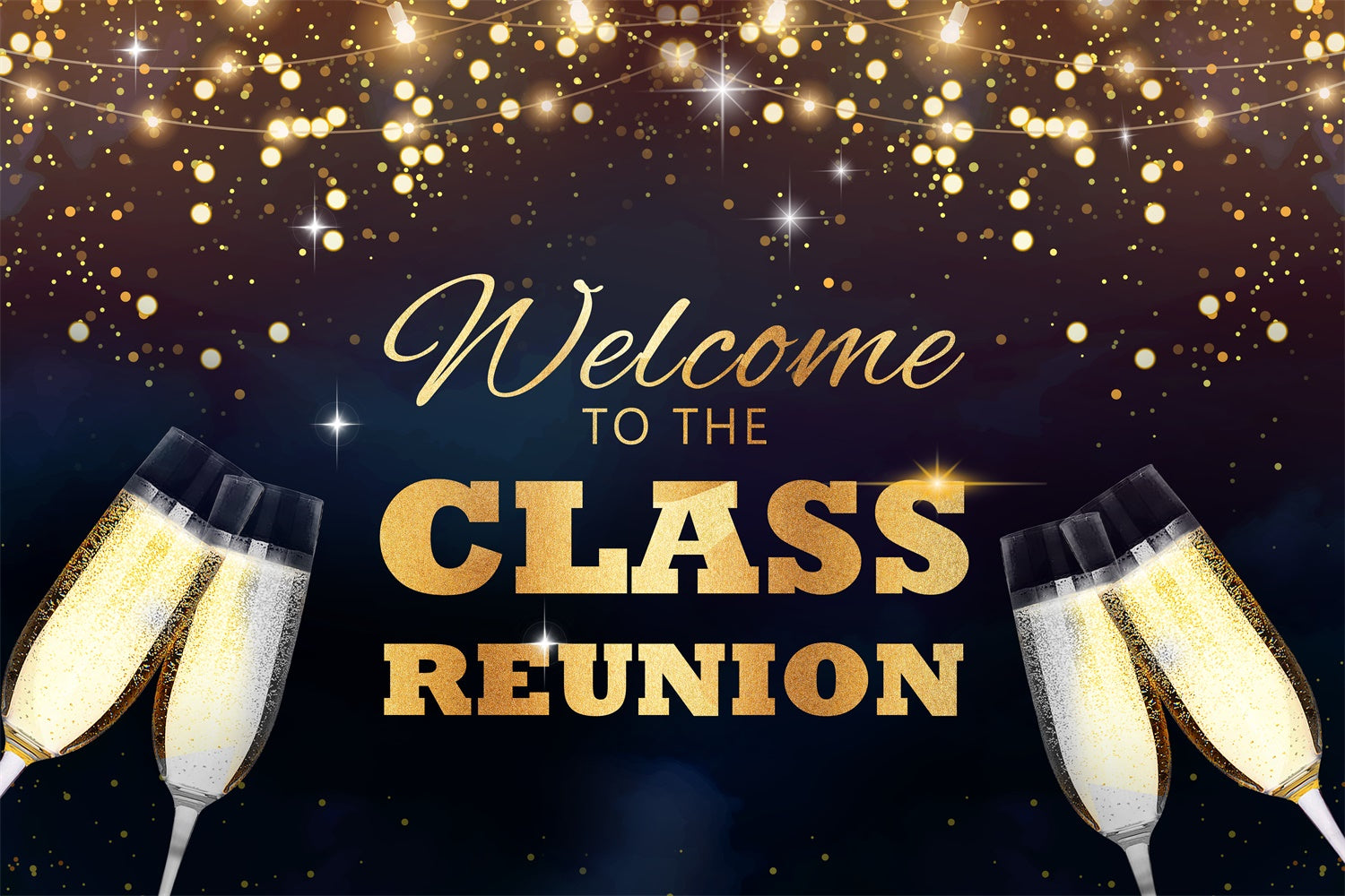 Class Reunion Backdrop Golden Sparkles Celebration Custom Backdrop BRP2-159