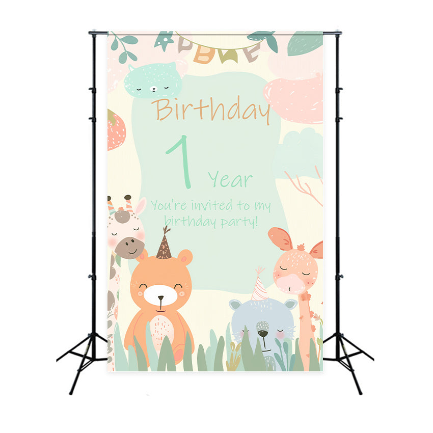 Personalised 1st Birthday Backdrop Animal Friends 1st Backdrop BRP2-161