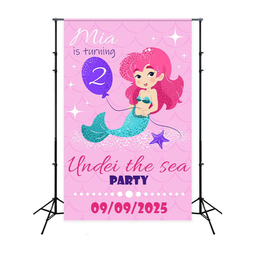 Personalised Backdrop For Birthday Under the Sea Mermaid 2nd Backdrop BRP2-162