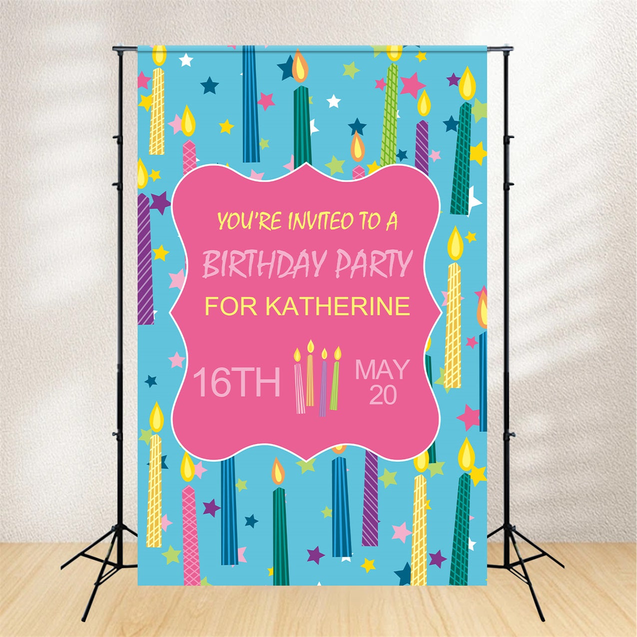 Personalized Backdrop Birthday Starry Candle Theme Backdrop BRP2-163