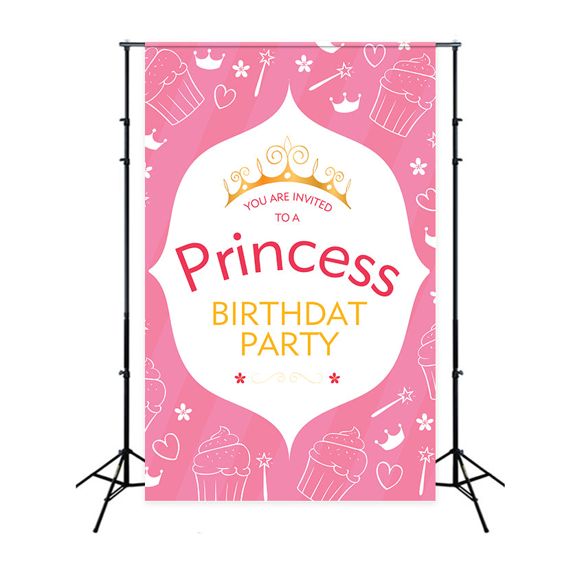 Custom Backdrops For Birthdays Pink Princess Crown Backdrop BRP2-165