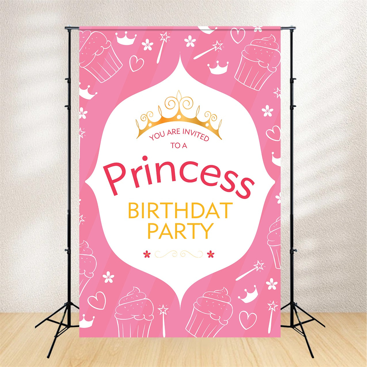 Custom Backdrops For Birthdays Pink Princess Crown Backdrop BRP2-165