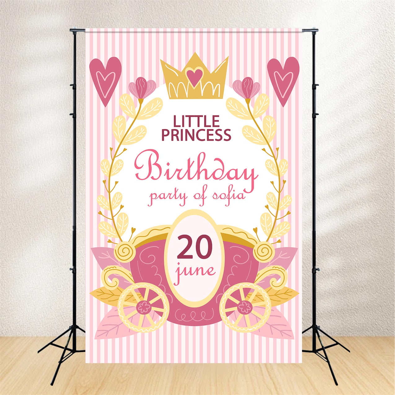 Customized Birthday Backdrops Pink Crown Little Princess Backdrop BRP2-166