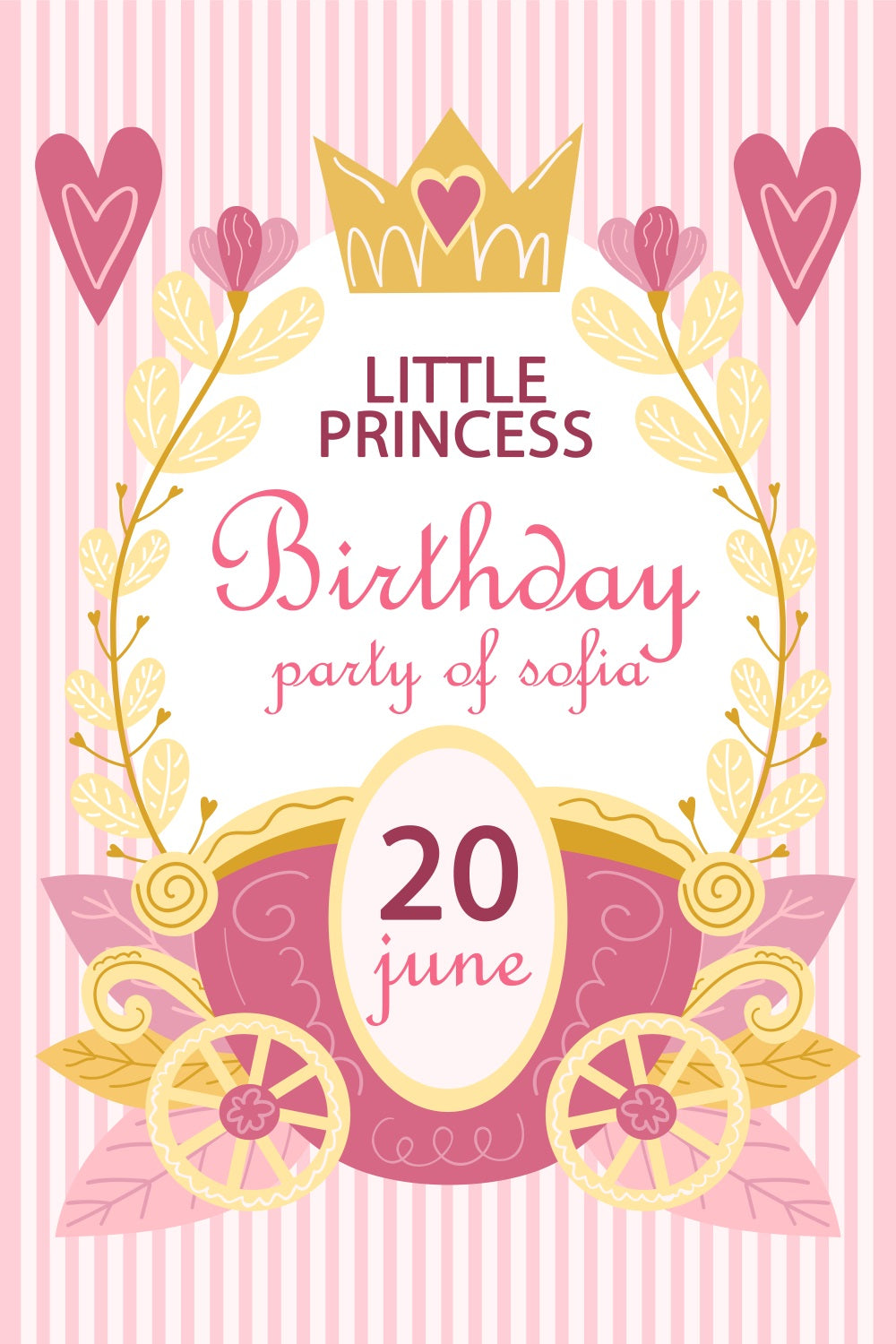 Customized Birthday Backdrops Pink Crown Little Princess Backdrop BRP2-166