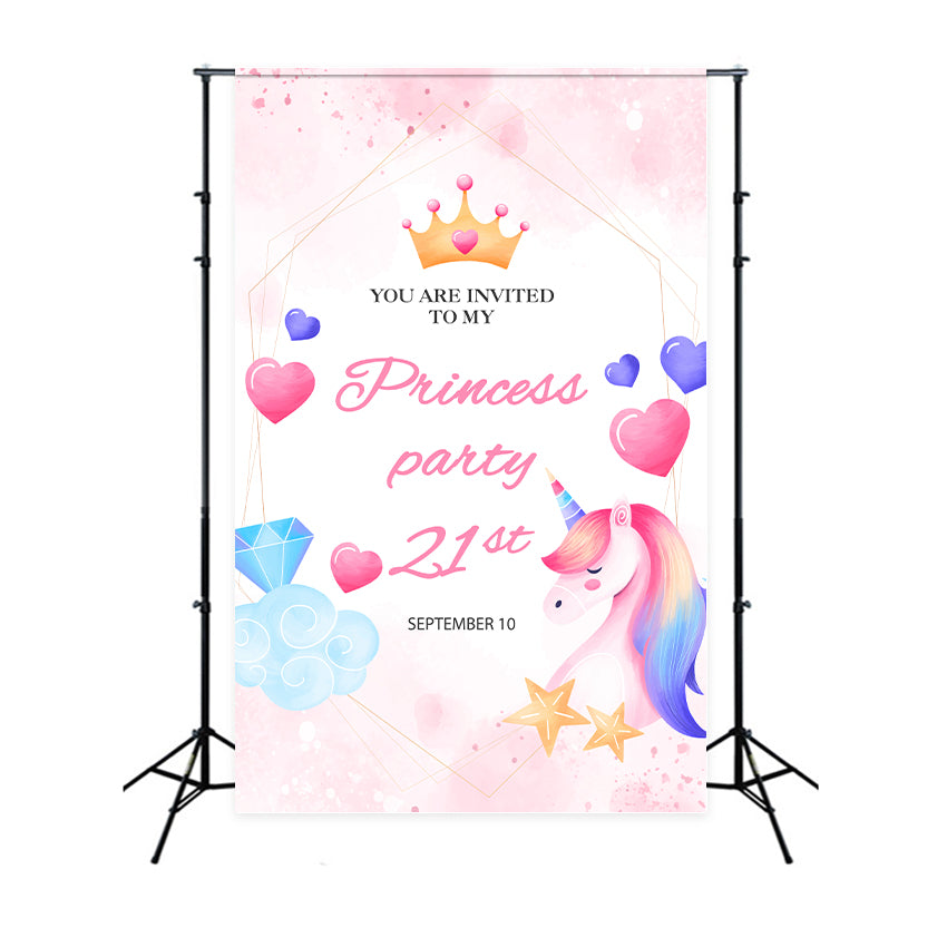 Personalised 21st Birthday Backdrop 21st Unicorn Princess Backdrop BRP2-167