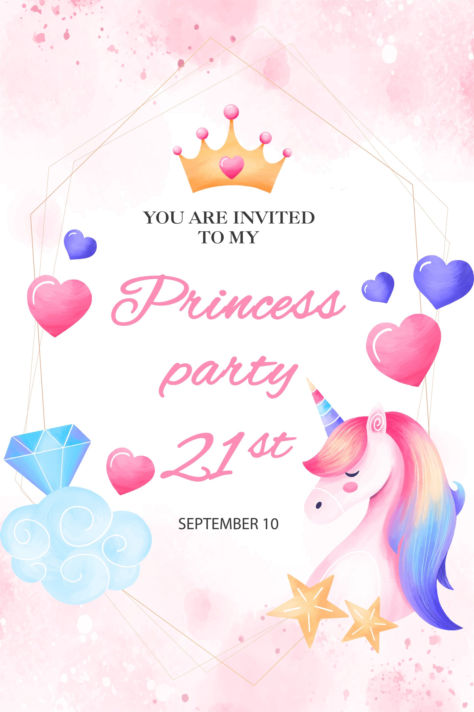 Personalised 21st Birthday Backdrop 21st Unicorn Princess Backdrop BRP2-167