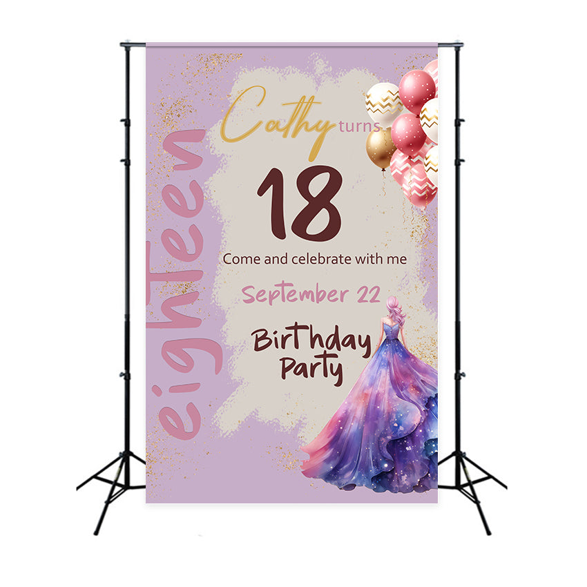 Custom Made Birthday Backdrops 18th Balloons Sparkle Backdrop BRP2-169