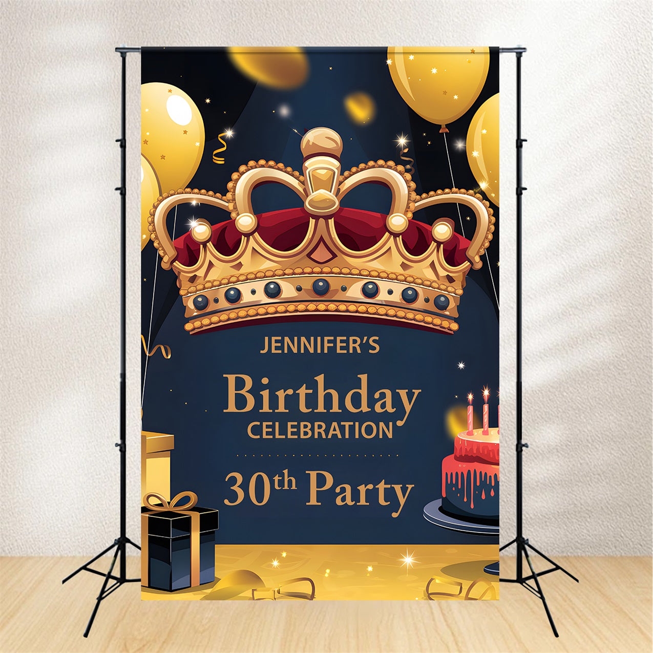 Custom Backdrop For Birthday Party Crown 30th Balloon Backdrop BRP2-171