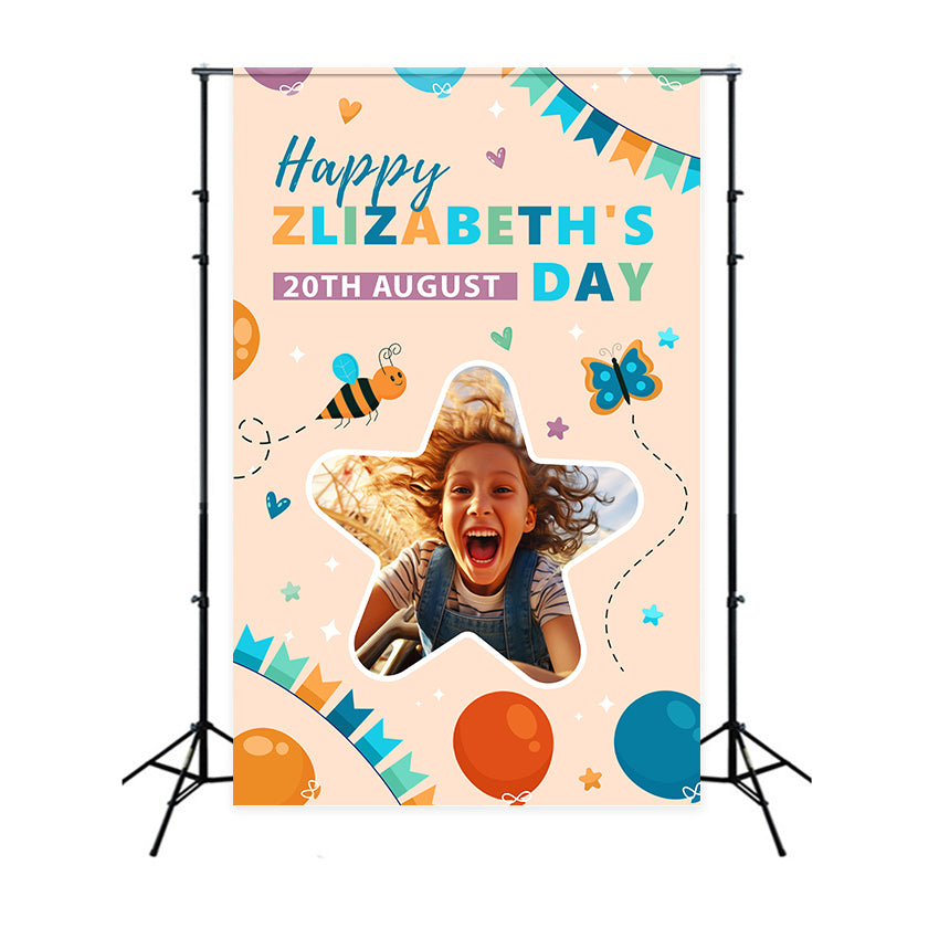 Custom Happy Birthday Backdrop Colorful Balloon Butterfly Backdrop BRP2-172