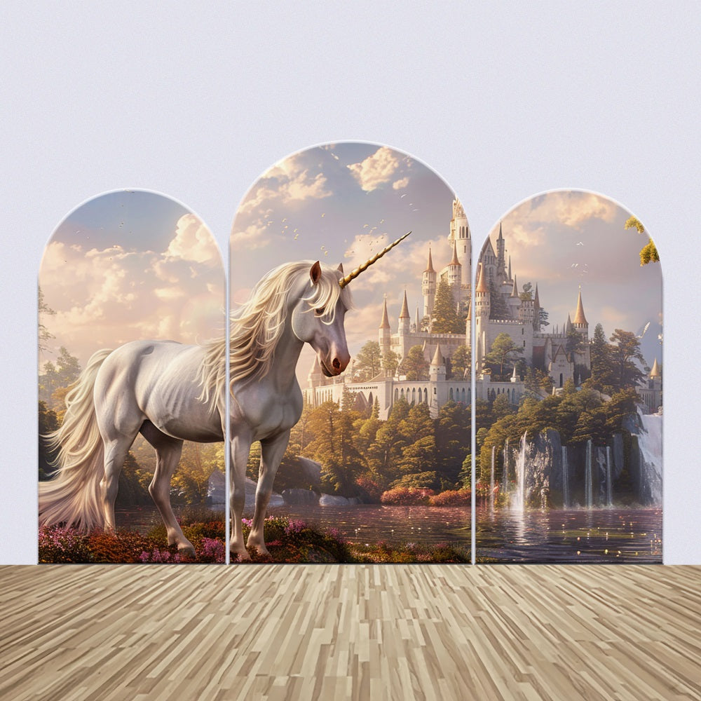 Customize Backdrop For Birthday Unicorn Castle Arch Backdrop Kit BRP2-173