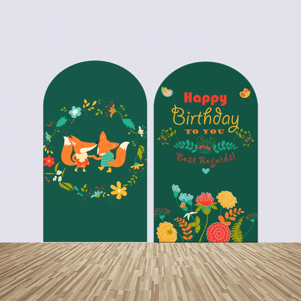 Personalised Birthday Backdrops Fox Floral Celebration Arch Backdrop Kit BRP2-179