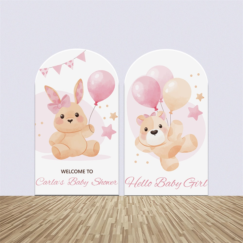 Baby Shower Custom Backdrop Bunny Bear Pink Balloon Arch Backdrop Kit BRP2-191