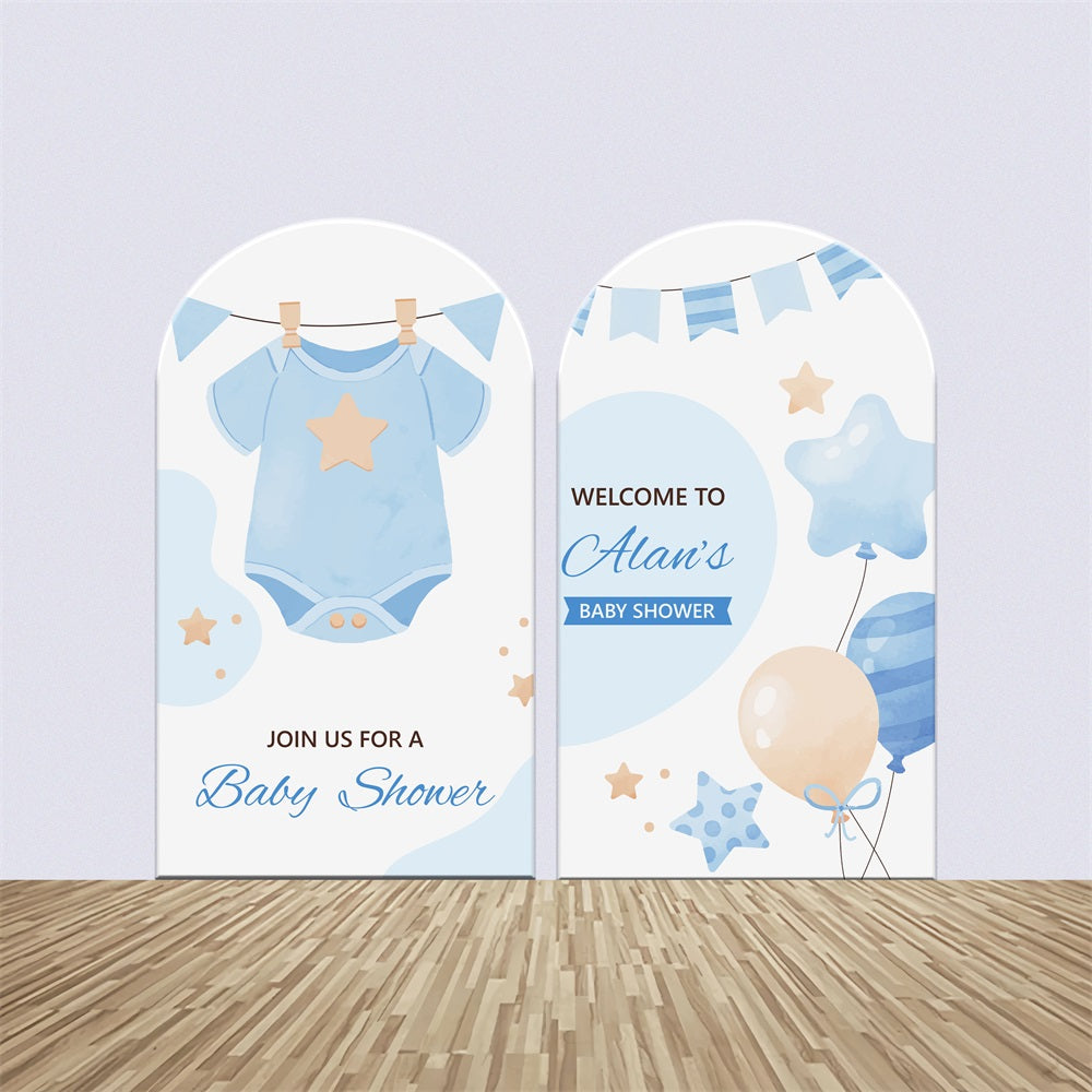 Personalized Baby Shower Backdrop Elegant Blue Baby Arch Backdrop Kit BRP2-192