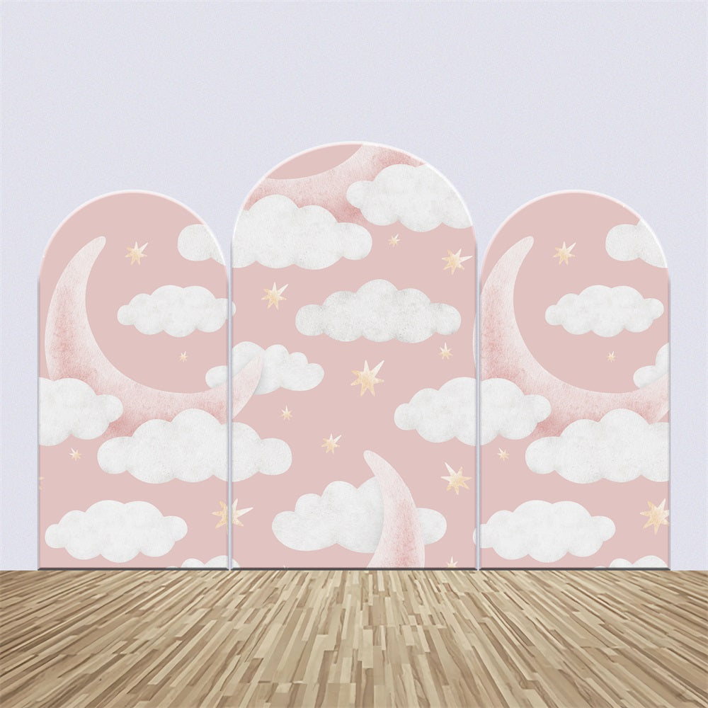 Personalized Baby Shower Backdrop Dreamy Cloud Moon Arch Backdrop Kit BRP2-201