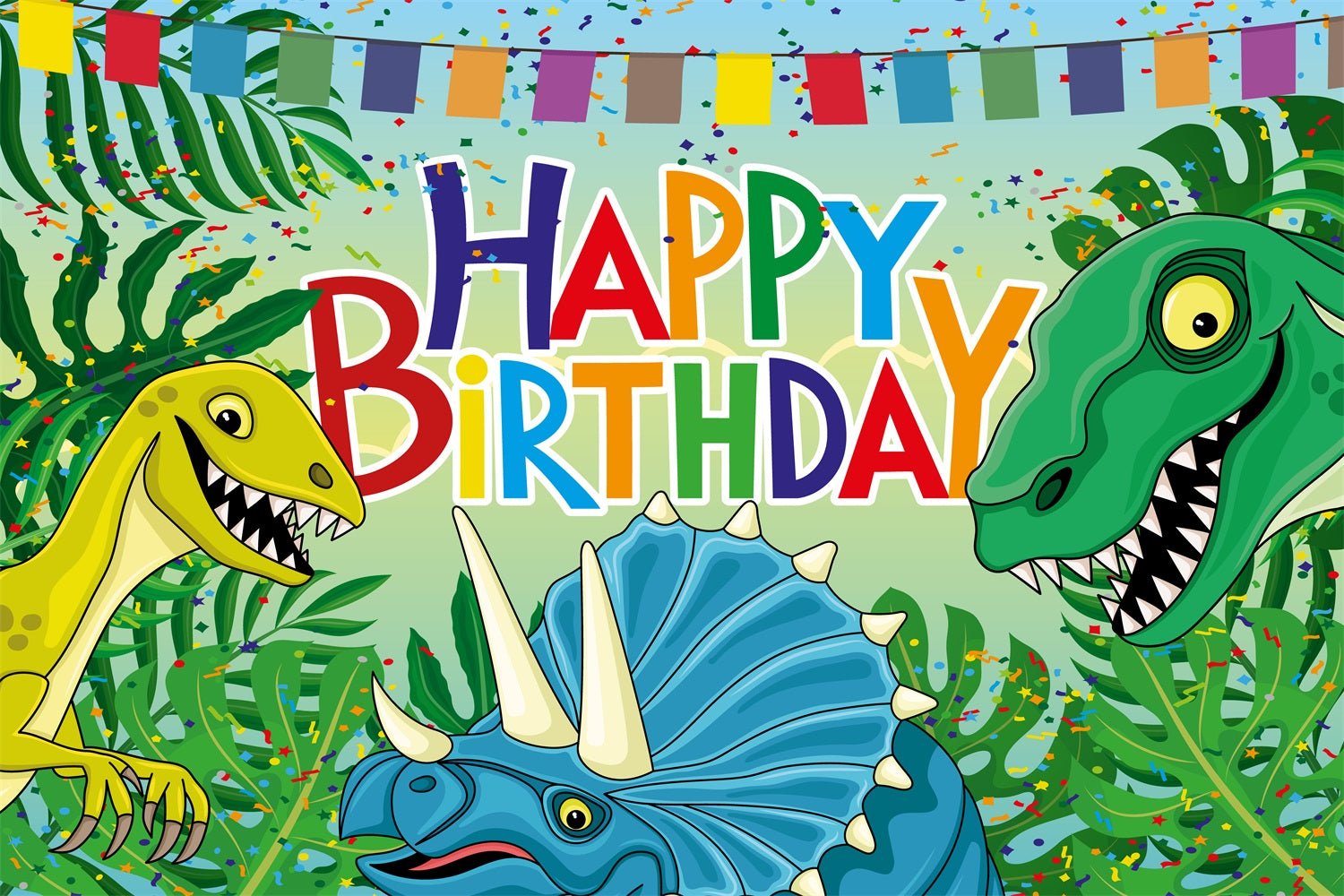 Personalized Birthday Backdrops Jurassic Dino Celebration Backdrop BRP2-208