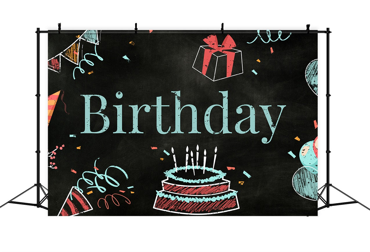 Personalized Birthday Backdrop Hand-Drawn Blackboard Theme Backdrop BRP2-211