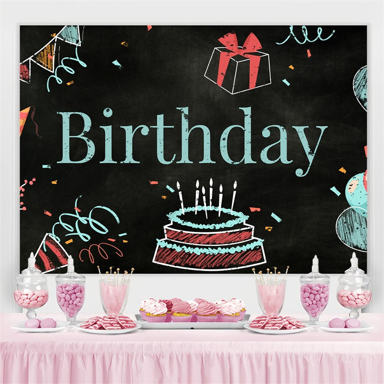 Personalized Birthday Backdrop Hand-Drawn Blackboard Theme Backdrop BRP2-211