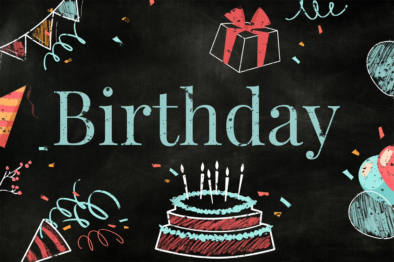 Personalized Birthday Backdrop Hand-Drawn Blackboard Theme Backdrop BRP2-211