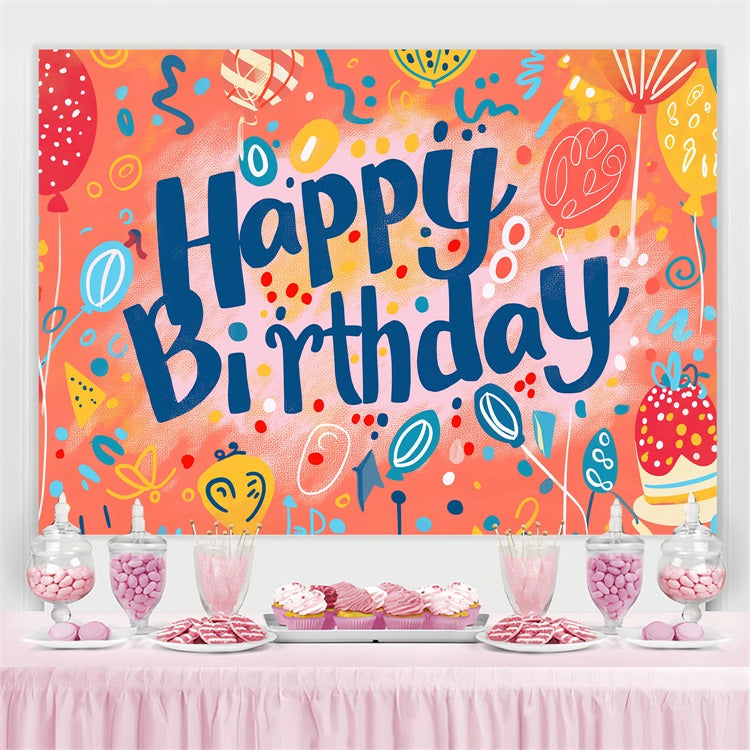 Custom Birthday Backdrop Whimsical Balloon Fest Backdrop BRP2-212