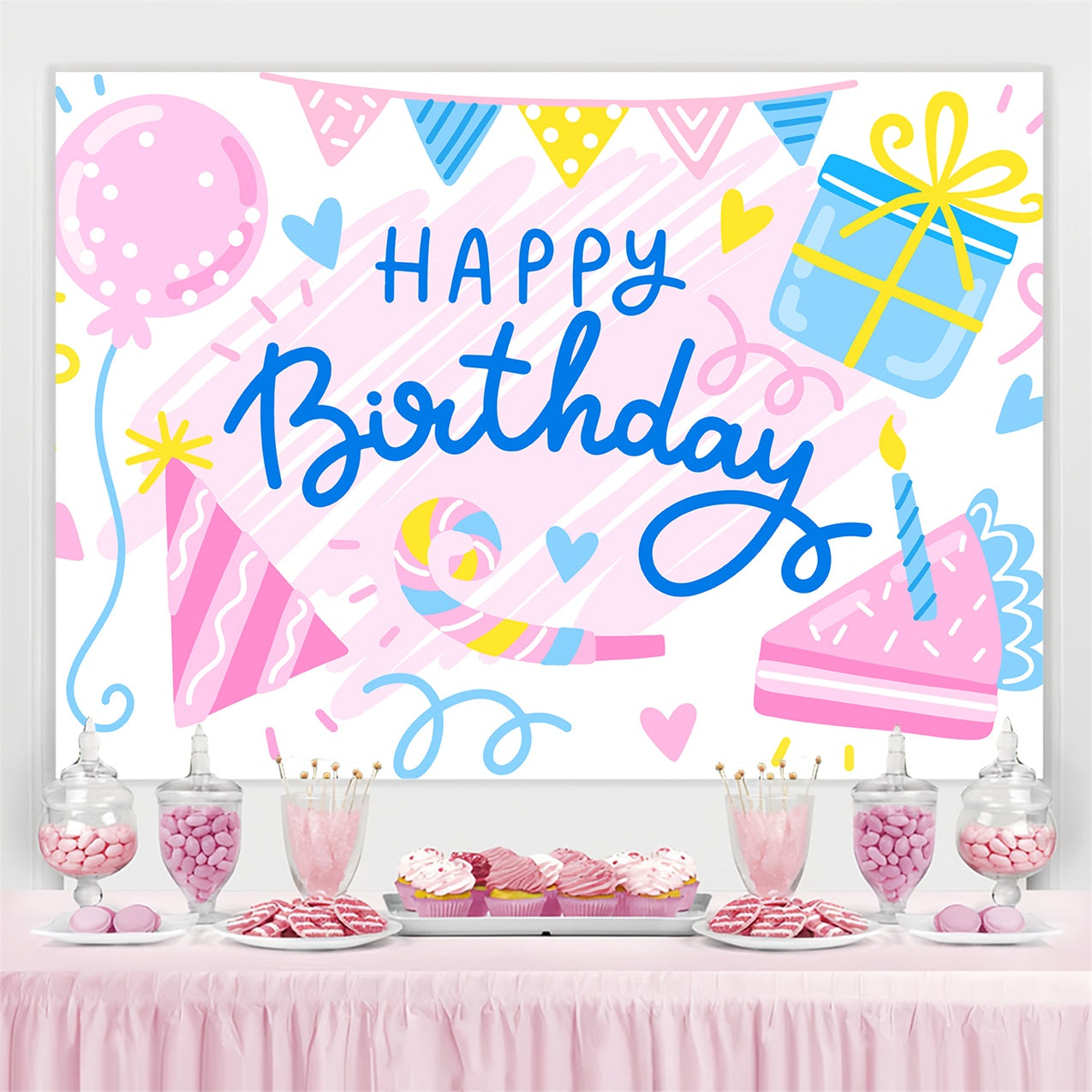 Personalized Backdrop For Birthday Sweet Cheerful Celebration Backdrop BRP2-213