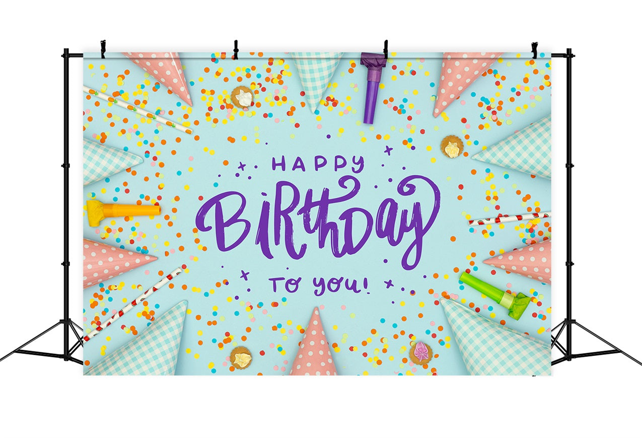 Customized Backdrop For Birthday Party Confetti Hats Backdrop BRP2-215