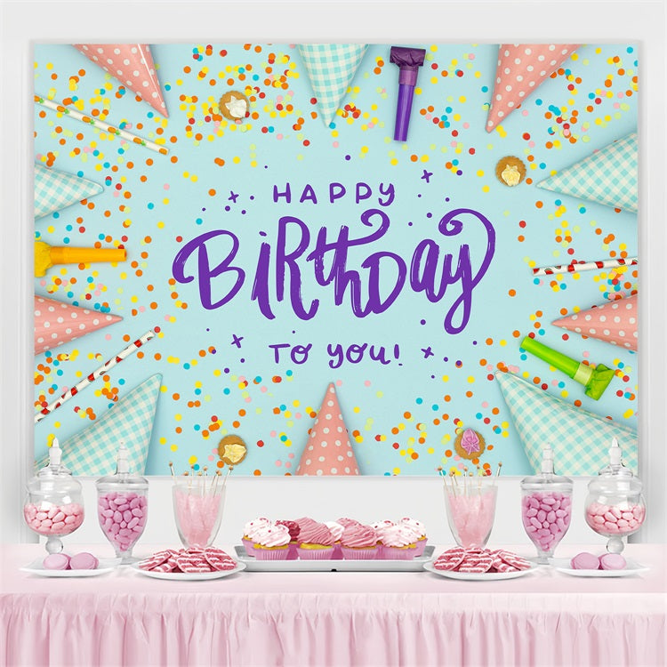 Customized Backdrop For Birthday Party Confetti Hats Backdrop BRP2-215