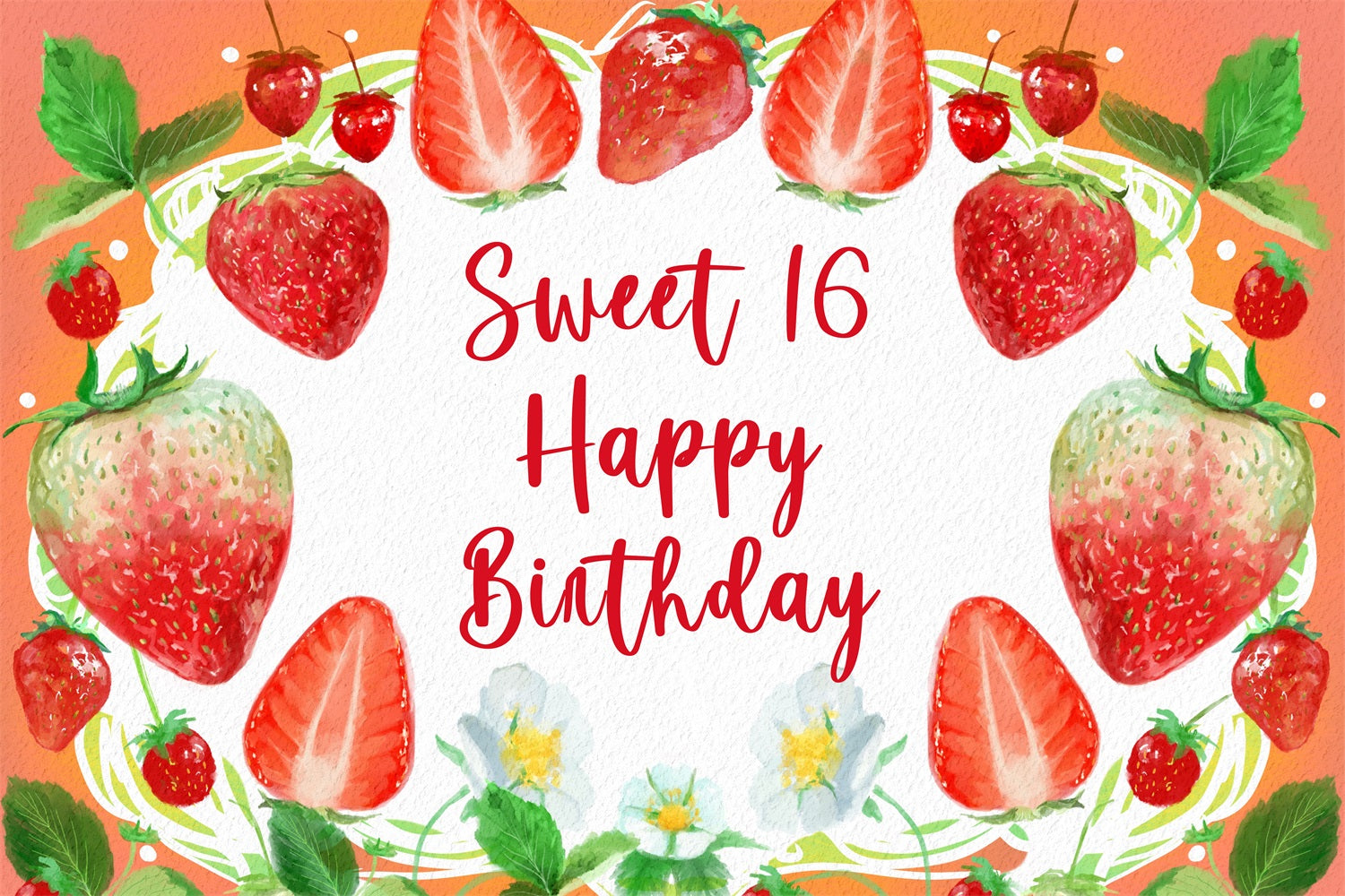 Custom Made Birthday Backdrops Sweet 16 Strawberry Bliss Backdrop BRP2-216