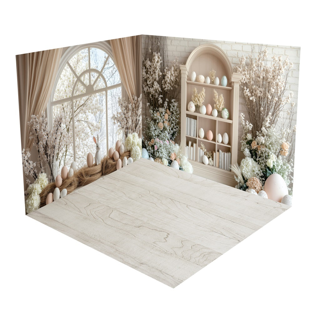 Soft Beige Bunny Easter Room Backdrop Room Set BRP2-22