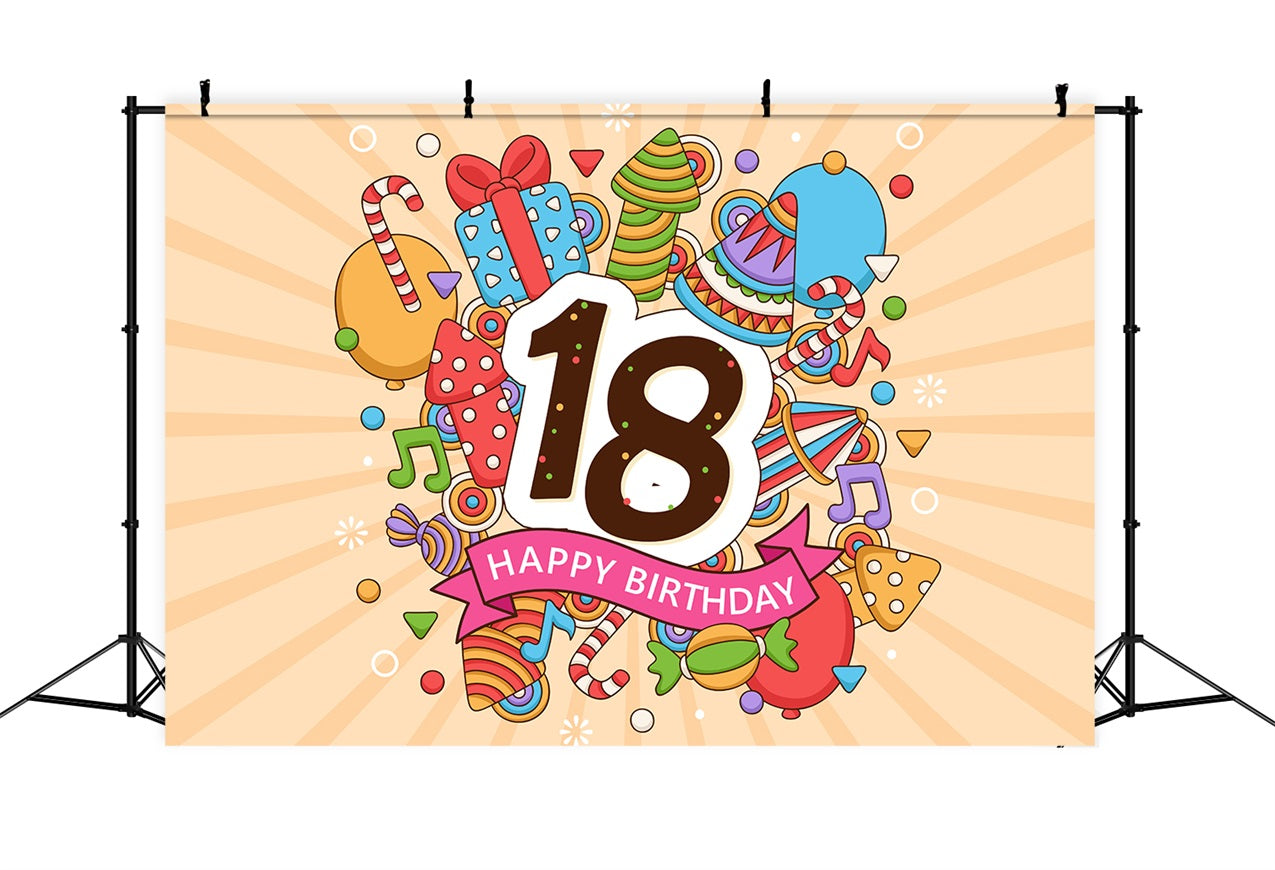 Customize Backdrop For Birthday Cartoon 18th Backdrop BRP2-222