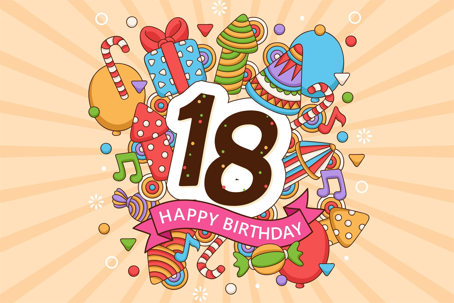 Customize Backdrop For Birthday Cartoon 18th Backdrop BRP2-222