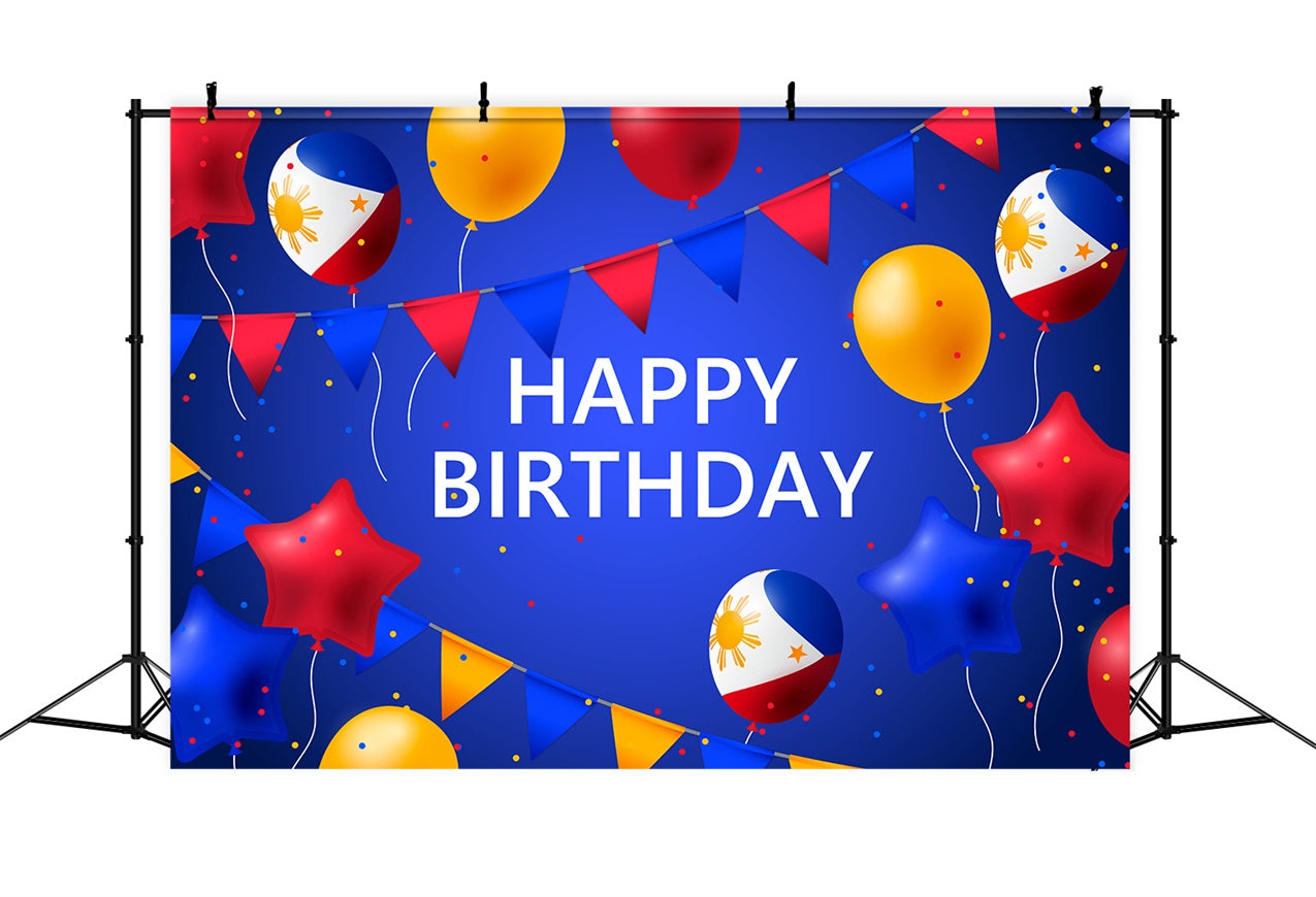 Customize Birthday Backdrop Philippine Party Flags Stars Backdrop BRP2-224