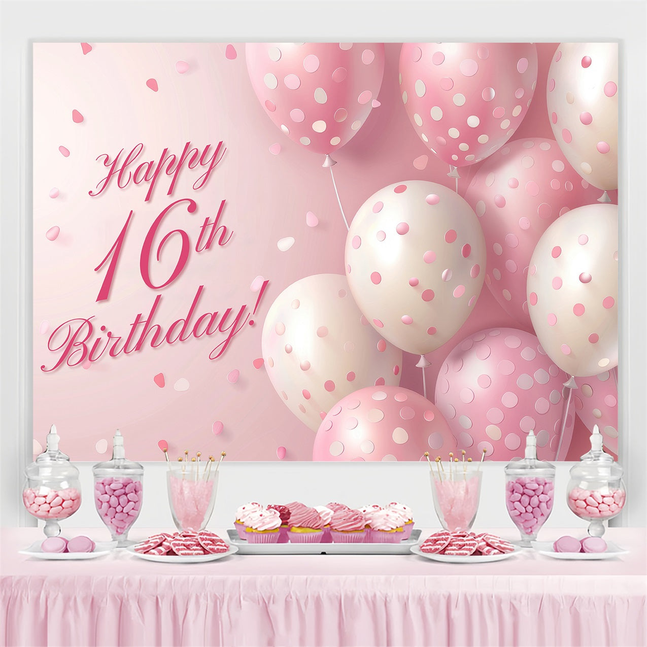 Custom Backdrops For Birthdays Pink Balloon 16th Backdrop BRP2-230