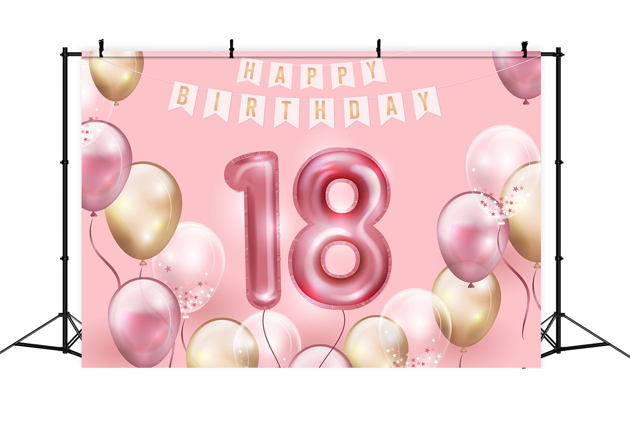 Personalized Happy Birthday Backdrop 18th Balloon Party Backdrop BRP2-231